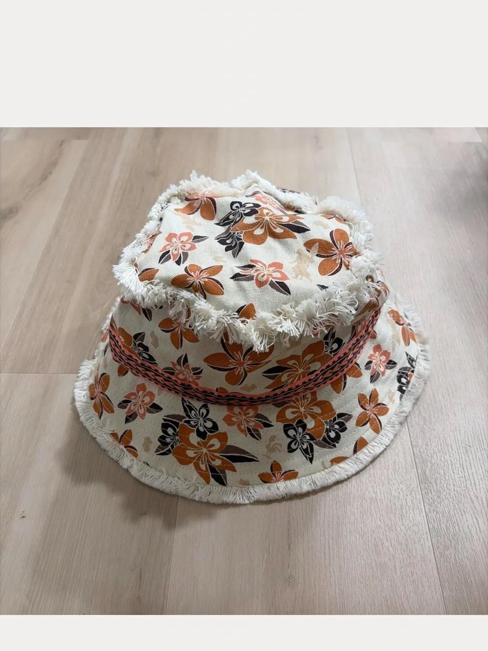 Disney Floral Fringe Moana Bucket Hat - Orange, Black, Cream
